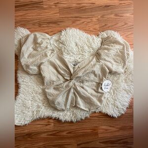 Gingham Puff Sleeve Crop Top NWT L